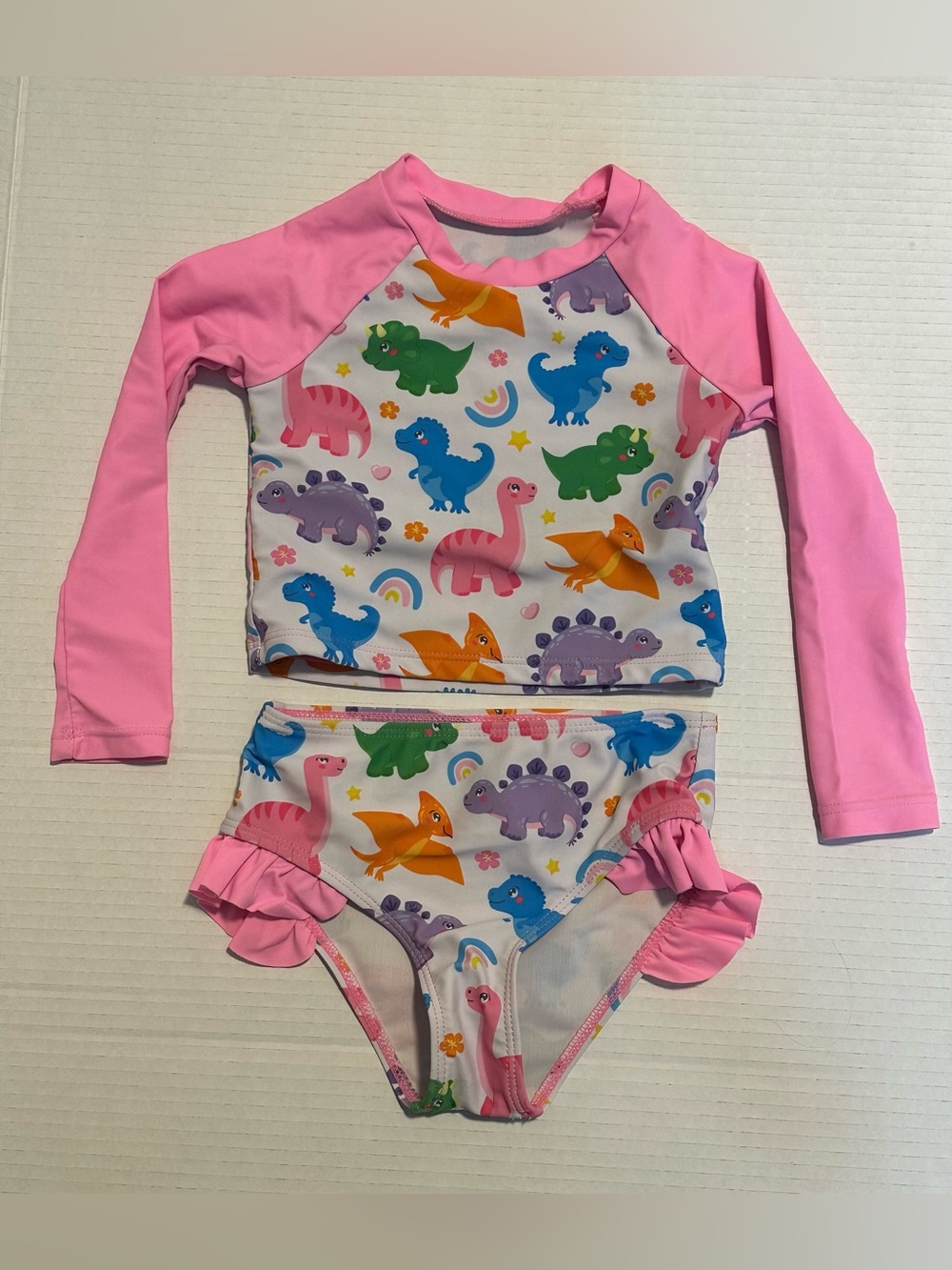 SHEIN Toddler Girls Two Piece Swimsuit Dinasours 2-3 Y